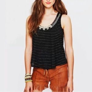 Free People beaded split back tank top
